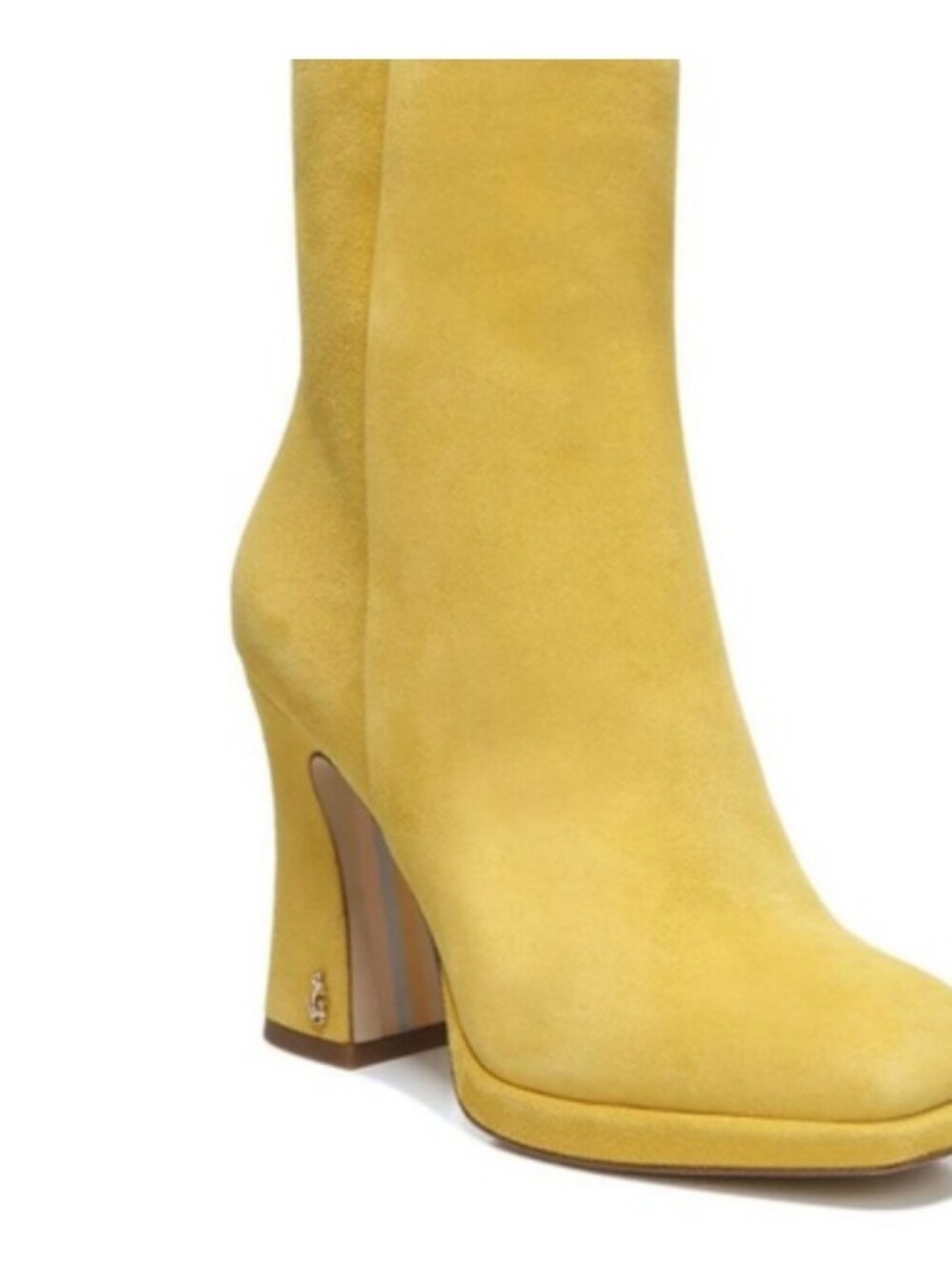 Sam Edelman Yellow Suede Square Toe Boots 7